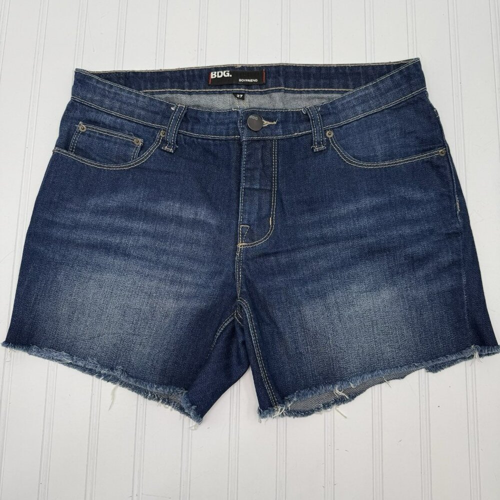 BDG Urban Outfitters Boyfriend Denim Jean Shorts Size 27 Cutoffs Raw Hem Comfort